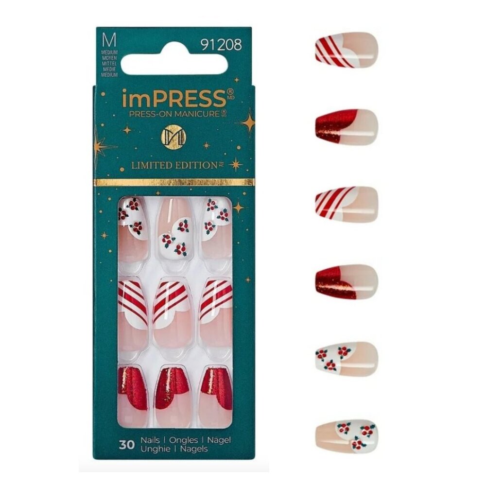 new HOLIDAY imPRESS Press-On Nails,  medium coffin length